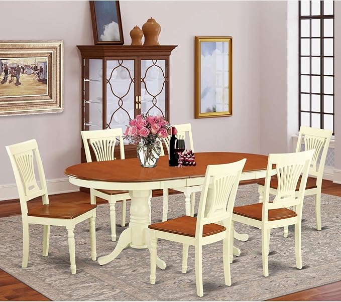East West Furniture PLAI7-WHI-W 7 Piece Modern Dining Table Set Consist of an - Image 2
