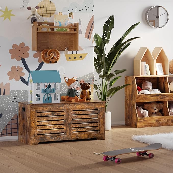 DINZI LVJ Storage Chest, 43.3” Wooden Toy Box - Image 3