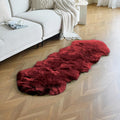 duduta Burgundy Faux Sheepskin Runner Rug 2x6 ft, Fluffy Shag Bedroom Dorm Rug by Duduta