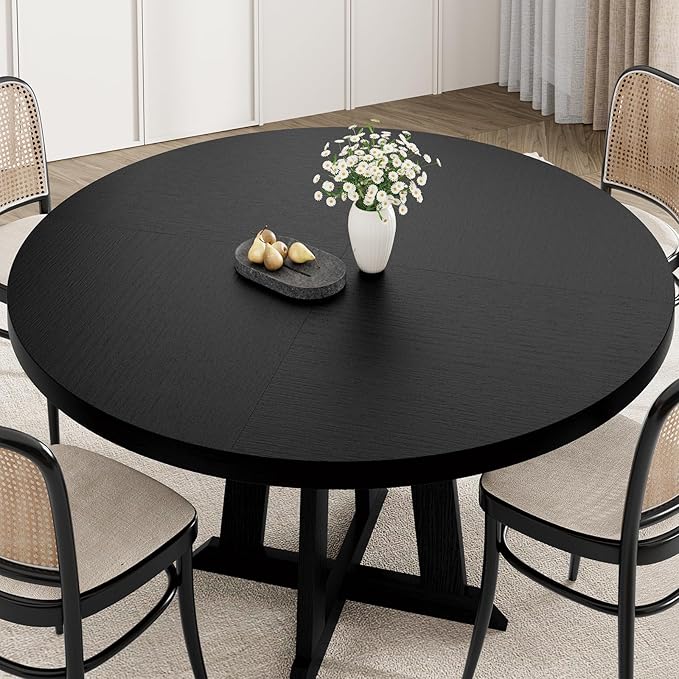 Round Dining Table for 4, 47 Inch Wooden Circle Dinner Table - Image 3