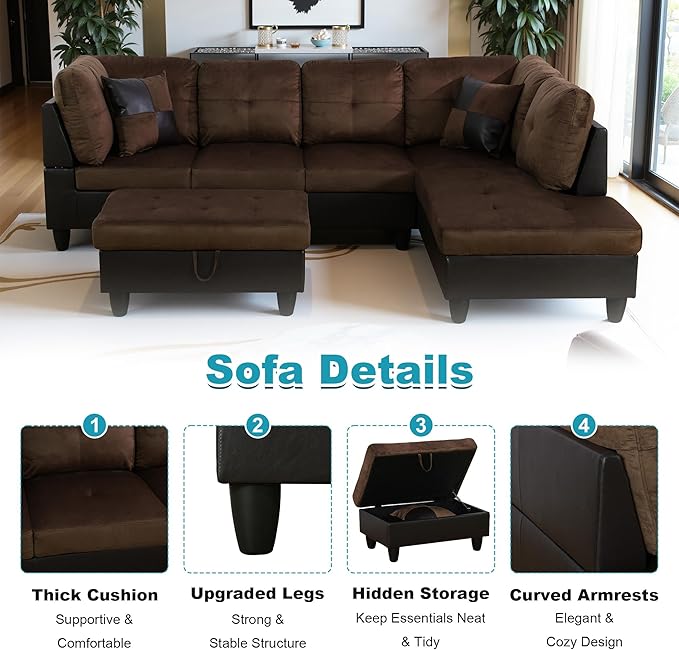 103.5" Oversized Sectional Couch, L Shaped Couch - Image 4