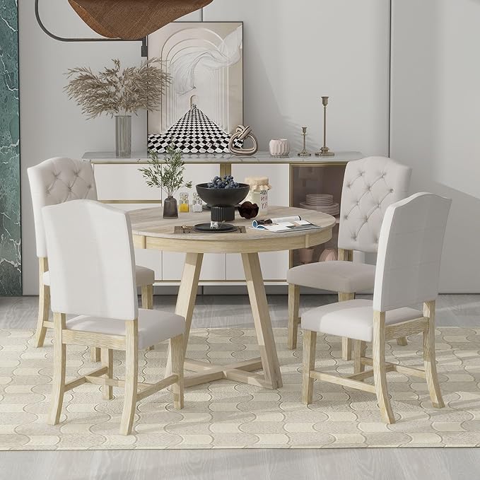 5 Pieces Dining Table Set with 42" Table, Living Room Furniture W/ 4 - Image 3