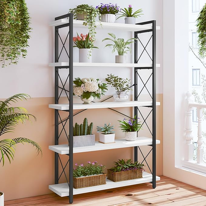 HCHQHS Bookshelf, 5-Tier Industrial Bookcase, Open Book Shelf, Freestanding - Image 6
