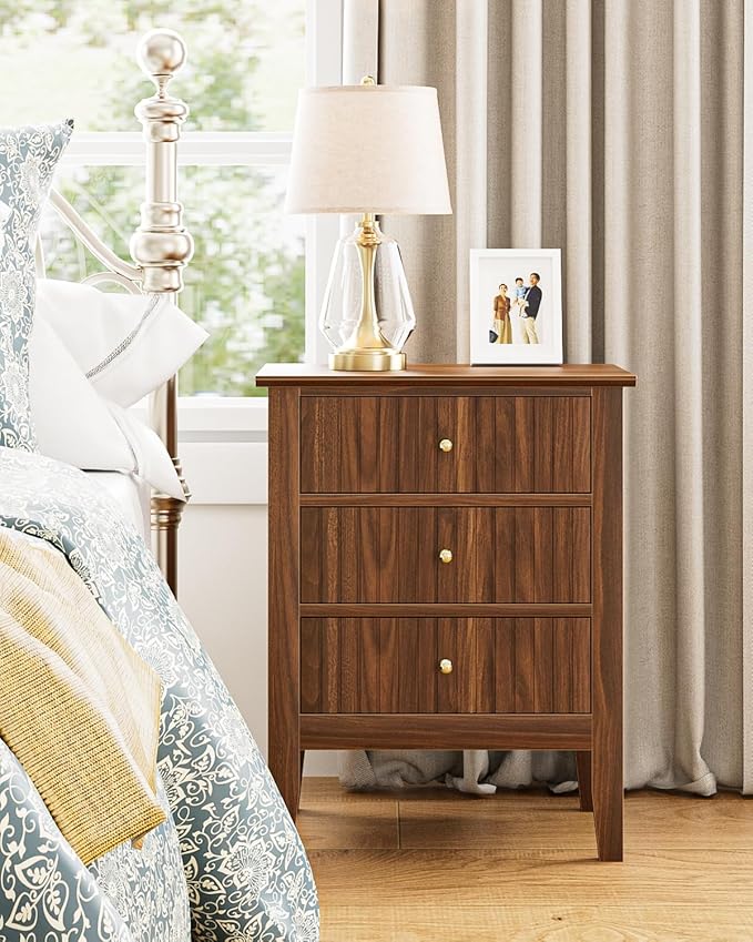Night Stand, Fluted Nightstand Bedside Tall Farmhouse Nightstand - Image 4