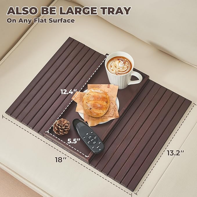 Bamboo Sofa Arm Tray, Anti Falling Couch Arm Tray Table, Foldable Couch Armrest - Image 3