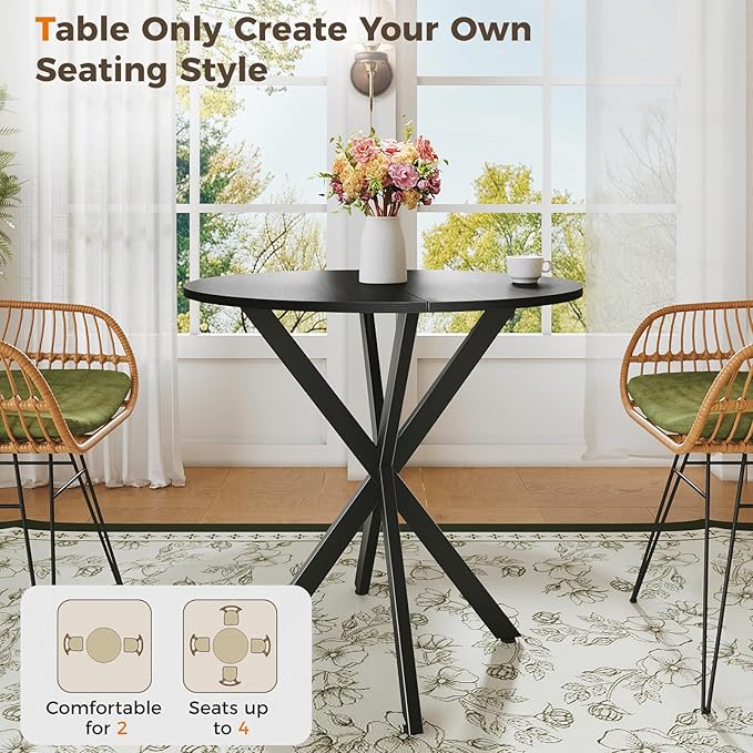Unovivy 31.5" Black Small Round Dining Table - Image 6