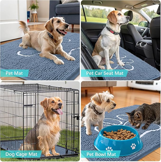 OLANLY Door Mat for Muddy Dog Paws 30x20, Absorbent Chenille Doormat - Image 8