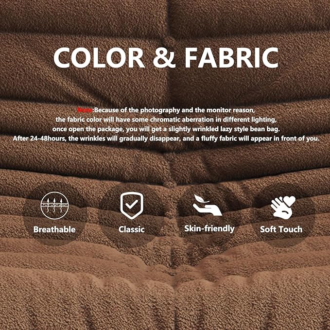 Bean Bag Chairs for Adults, BeanBag Reading Chair Memory Foam Couch 3-Seater - Image 4
