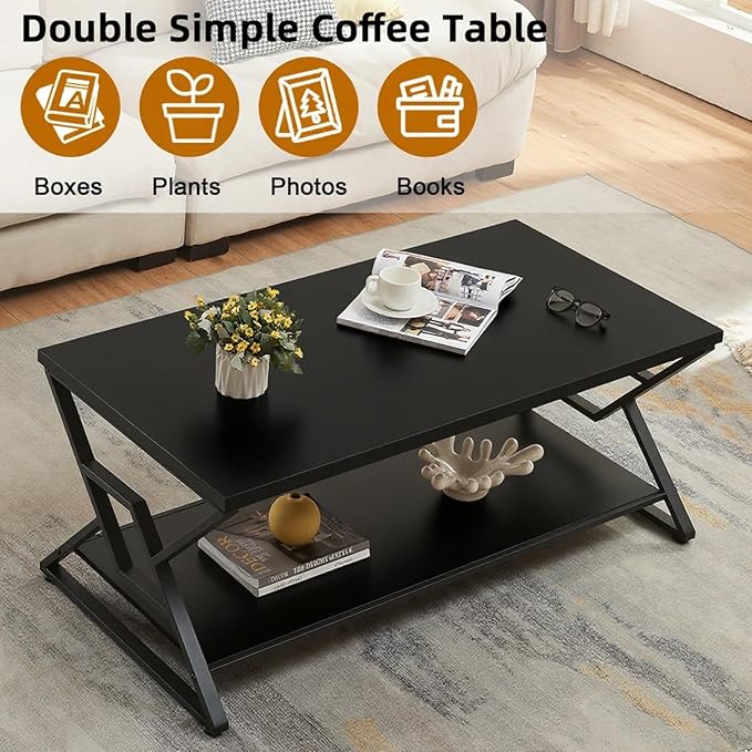 HOMISSUE Coffee Table, Rustic Rectangle Coffee Table - Image 4