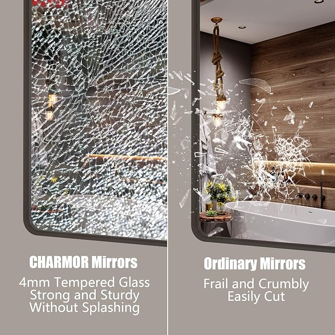 36x36 Square Bathroom Framed Mirror - Image 3