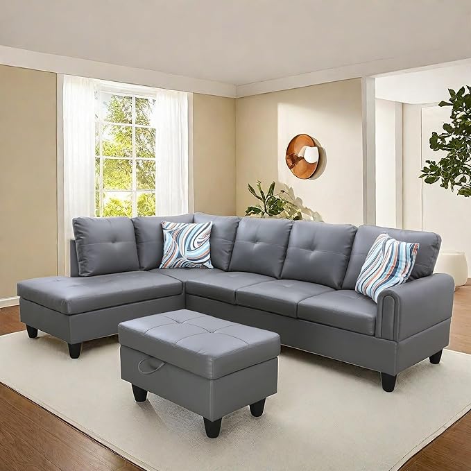NAYSAYE Sectional Couch with Ottoman Storage, L Shaped Couch Sofa Furniture Sets - Image 4