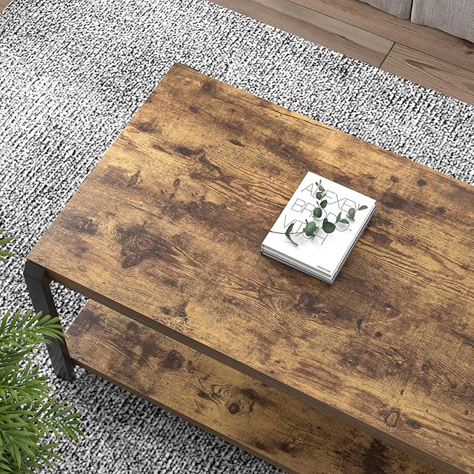 EXCEFUR Modern Coffee Table, Industrial Wood and Metal Center Table, Cocktail - Image 4