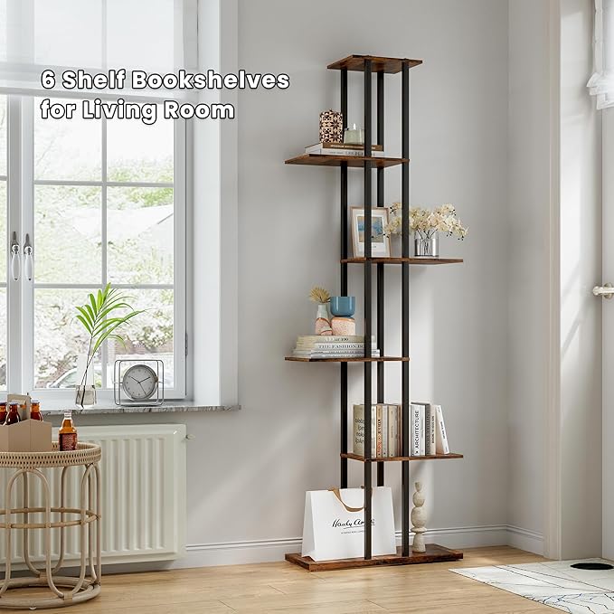 Bookshelf，Small Bookcase for Small Space，6-Tier Bookshelf for Living Room - Image 5