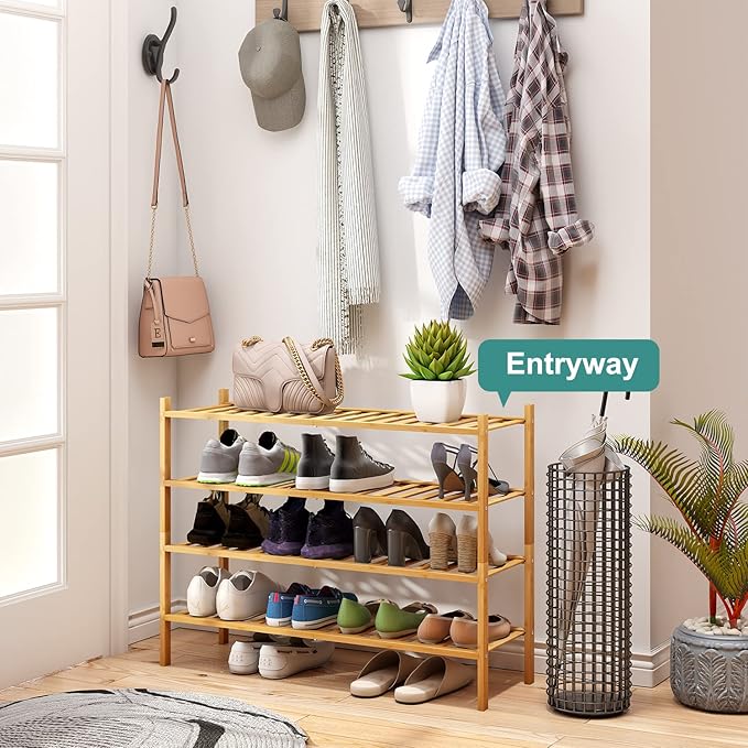 Shoe Rack, 4-Tier Long Shoe Rack - Image 2