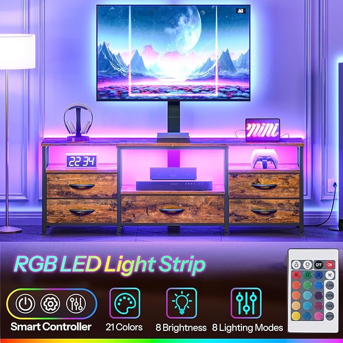 HOOBRO TV Stand with Mount and Power Outlet, - Image 2