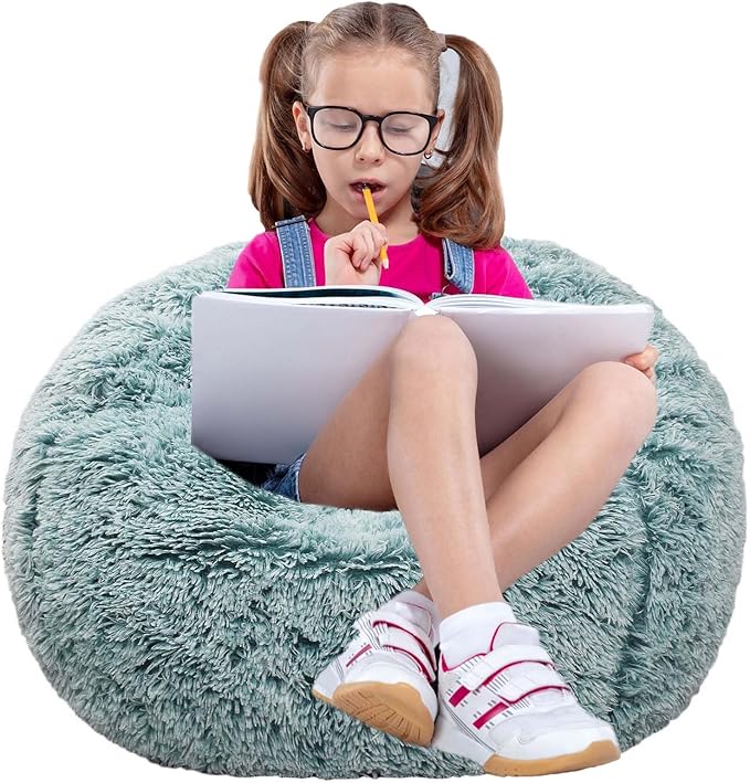 Fluffy Bean Bag Chair for Kids, 2.5FT Round Memory Foam Filled Bean Bag for by Unknown