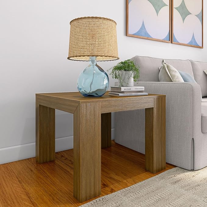 Plank+Beam Modern Square Corner Table, Slim Side Table by PlankBeam