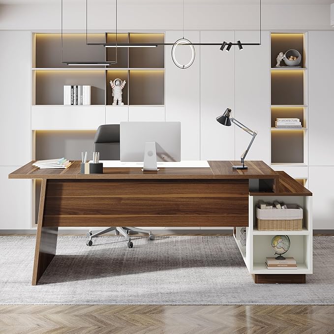 Tribesigns L-Shaped Executive Office Desk, 70.5-Inch Mid-Century Modern - Image 6
