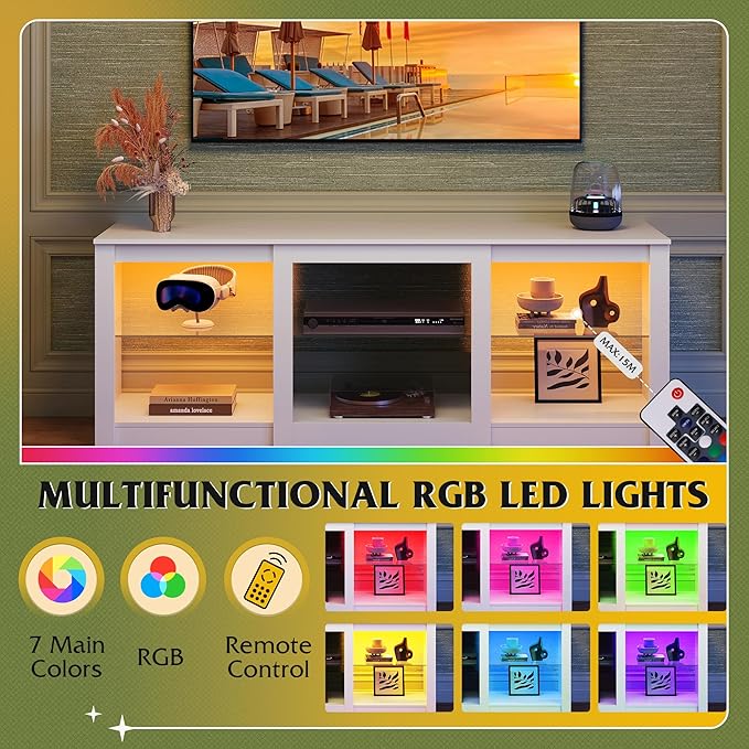 WLIVE LED TV Stand for 65 Inch TV, Modern Entertainment Center - Image 4