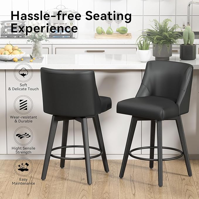 Counter Height Swivel Bar Stools Set of 4, 26 Inch Bar Stools - Image 3