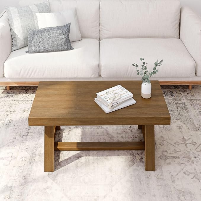 Plank+Beam Classic Rectangular Coffee Table, 40 Inch Farmhouse Coffee Table - Image 6