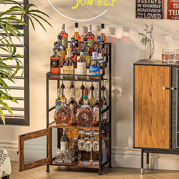 Tiered Liquor Stand with Bar Cabinet - Image 4
