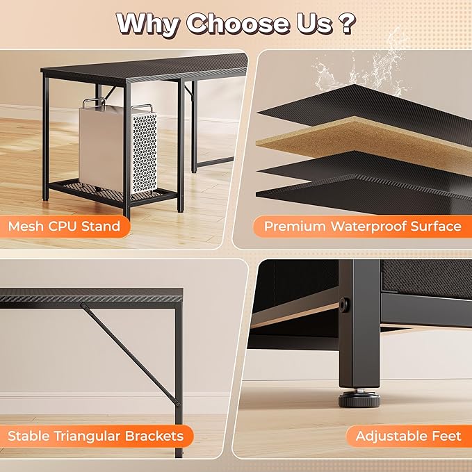 PRAISUN 66 Inch L Shaped Computer Desk - Image 9