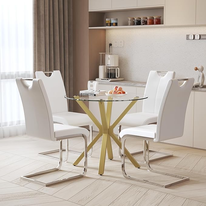 Tempered Glass Dining Table for 2-4, 36 Inch Round Kitchen Table - Image 7