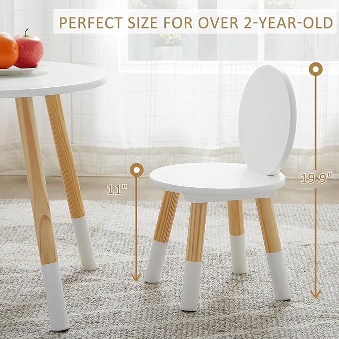 VECELO Round Table and Chair Set Playroom Furniture Wooden, Modern Minimalist - Image 4