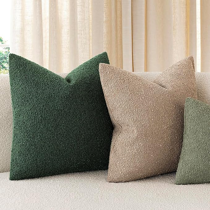 Foindtower Pack of 2 Textured Boucle Throw Pillow Covers Accent Solid Pillow - Image 7