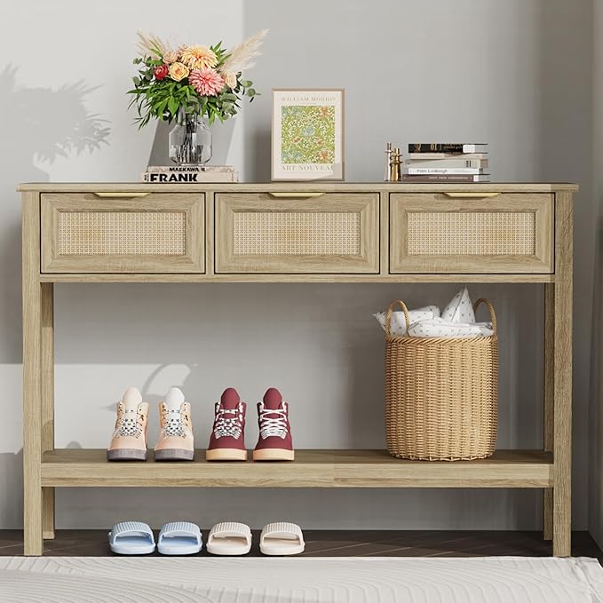 Entryway Table, Rattan Console Table - Image 8