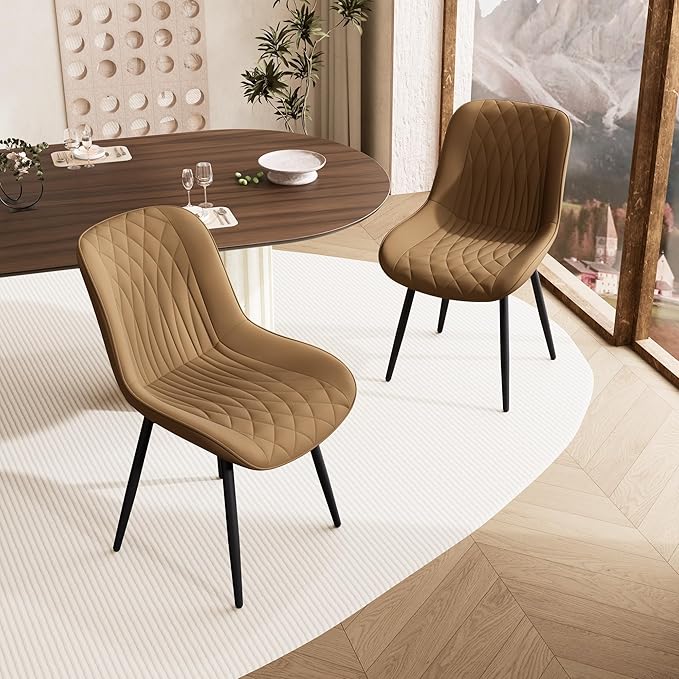 YOUNIKE Tan Dining Chairs Set of 2 - Image 7