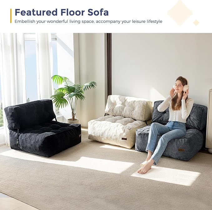 MAXYOYO Floor Sofa Bean Bag Sofa Couch, Comfy Floor Couch - Image 7