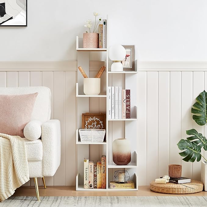 VECELO 8-Tier Tall Cactus-Shaped Tree Bookshelf, Vertical Bookcase - Image 3
