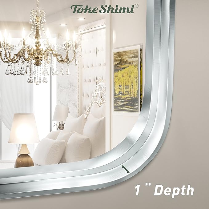 TokeShimi 24 x 36 Inch Brushed Silver Bathroom Mirror - Image 5