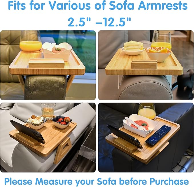 Couch Arm Tray Table Clip on Sofa, Armrest TV Tray Table - Image 4