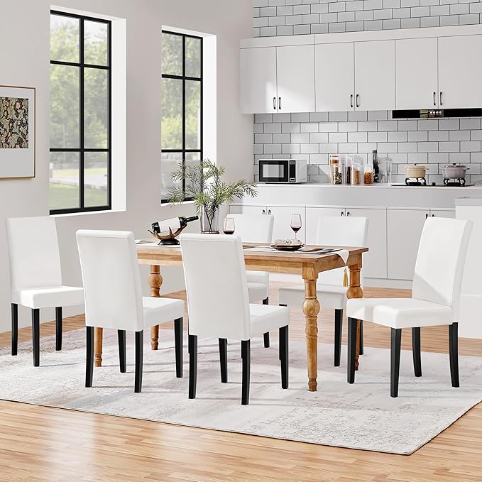 Yaheetech Dining Chairs Set of 6 Faux Leather Modern Dining Room Chairs - Image 2