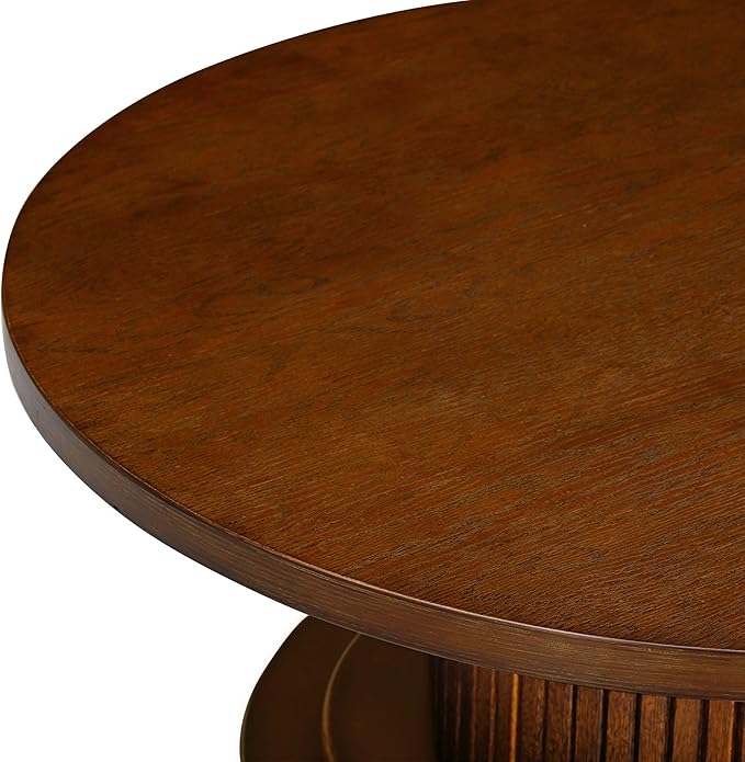 NTC 40 Inch Summit Modern Classic Tambour Wooden Round Coffee Table – - Image 5