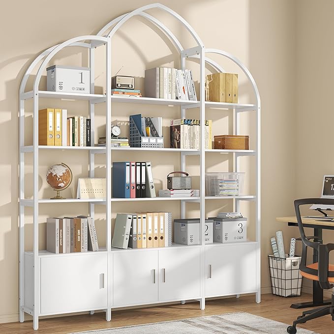 Triple Wide 5 Tier Tall Arched Bookshelf and Bookcase - Image 7