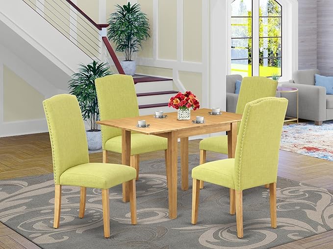 East West Furniture NDEN5-OAK-07 5 Piece Dining Room Furniture Set Includes a - Image 2