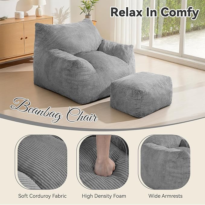 INMOZATA Bean Bag Chair for Adults, 3FT Beanbag Chair - Image 4