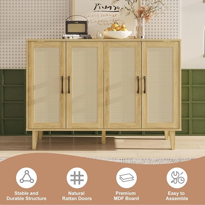 Storage Cabinet with Rattan Trim - Image 5