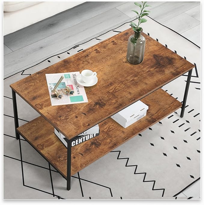 SENIG 2-Tier Coffee Table with Storage Shelf - Image 7