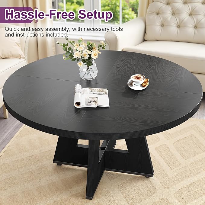 Round Dining Table for 4, Farmhouse Table for Dining Room, Living Room - Image 7