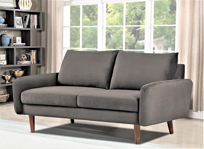 Container Furniture Direct Kent Velvet Loveseat Sofa - Image 7