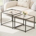 Garden 4 you Coffee Table Set of 2, Modern Glass Nesting Table, Metal Frame by Garden4you