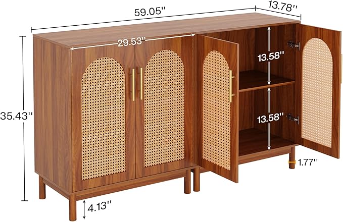 Tribesigns Set of 2 Rattan Sideboard Buffet - Image 2