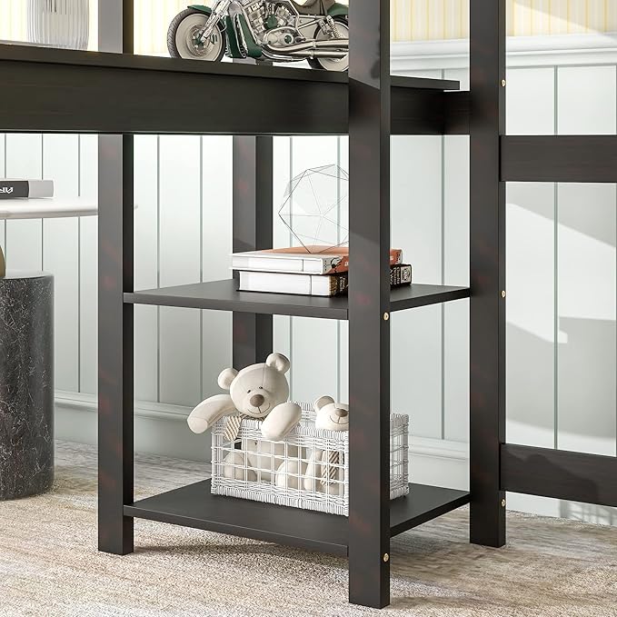 HomSof Full Loft Bed with Desk and Shelves - Image 7