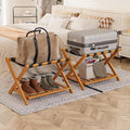 Pack of 2 Fully Assembled Bamboo Luggage Racks by SmartFENDEE