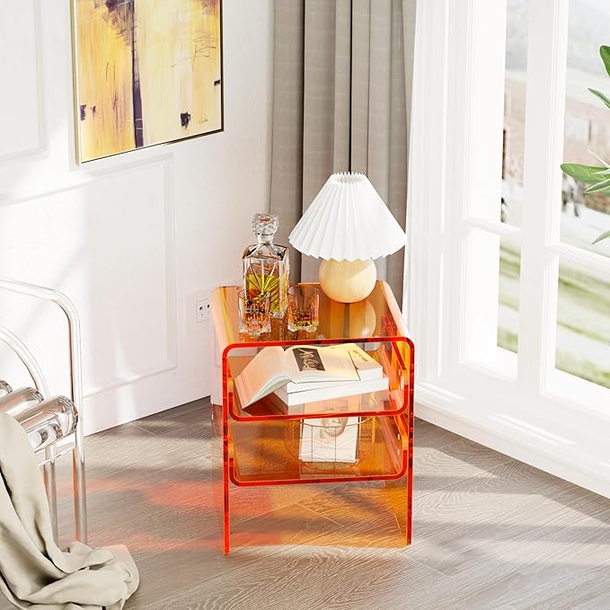 Clear Acrylic 3-Tier End Table/Nightstand – Sleek Bedside Storage - Image 7